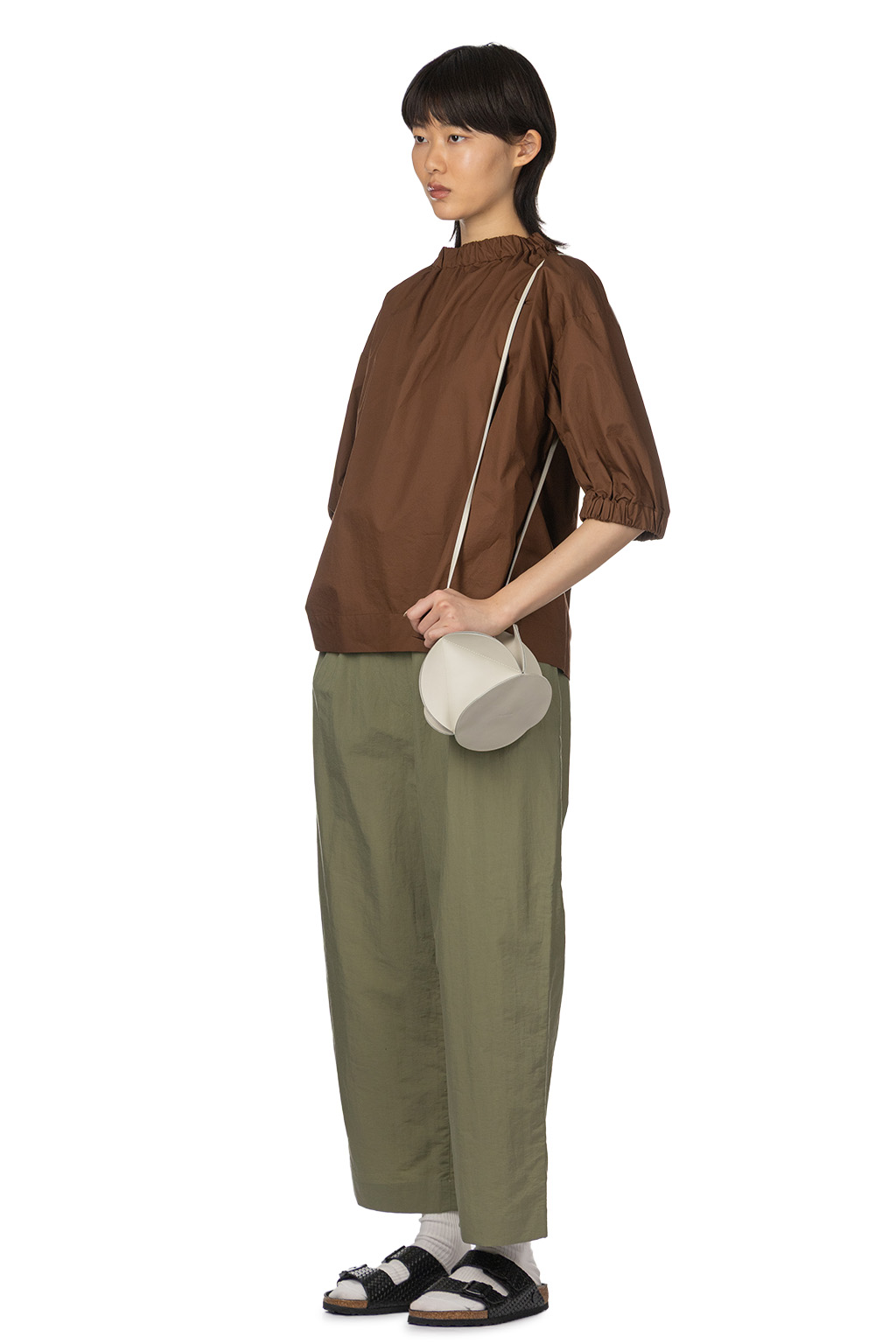 Tigre Brocante - Twill Typewriter Fluffy Stretch Blouse - Brown