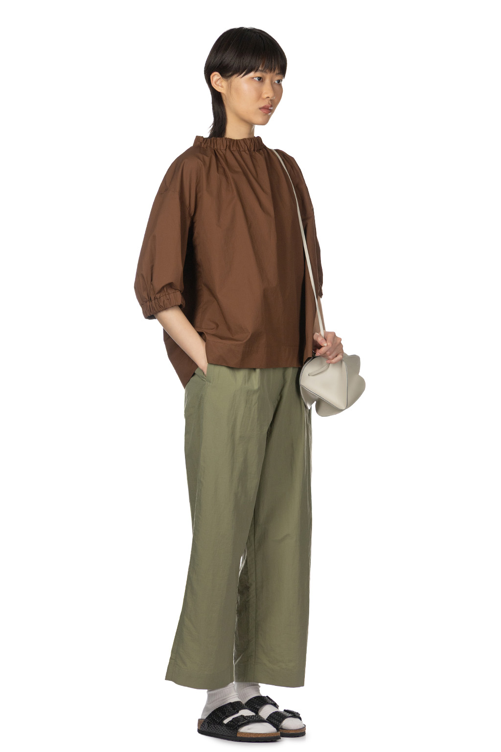 Tigre Brocante - Twill Typewriter Fluffy Stretch Blouse - Brown