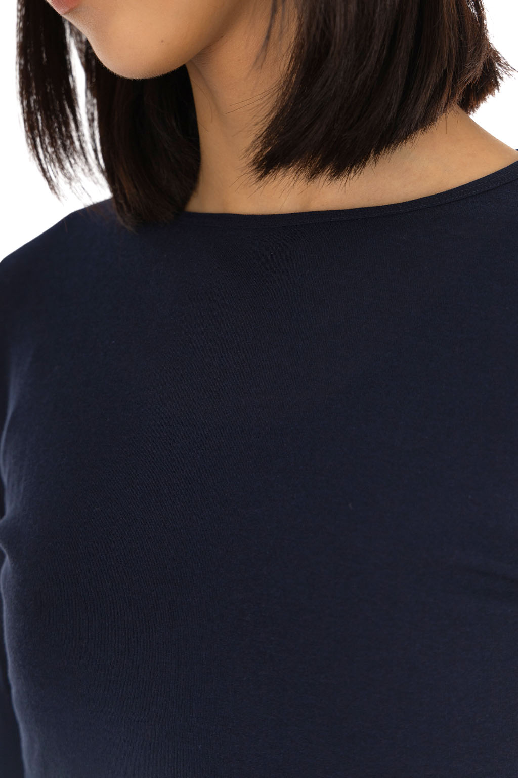 Tu es mon Tresor - Crew Neck Cropped Top - Navy