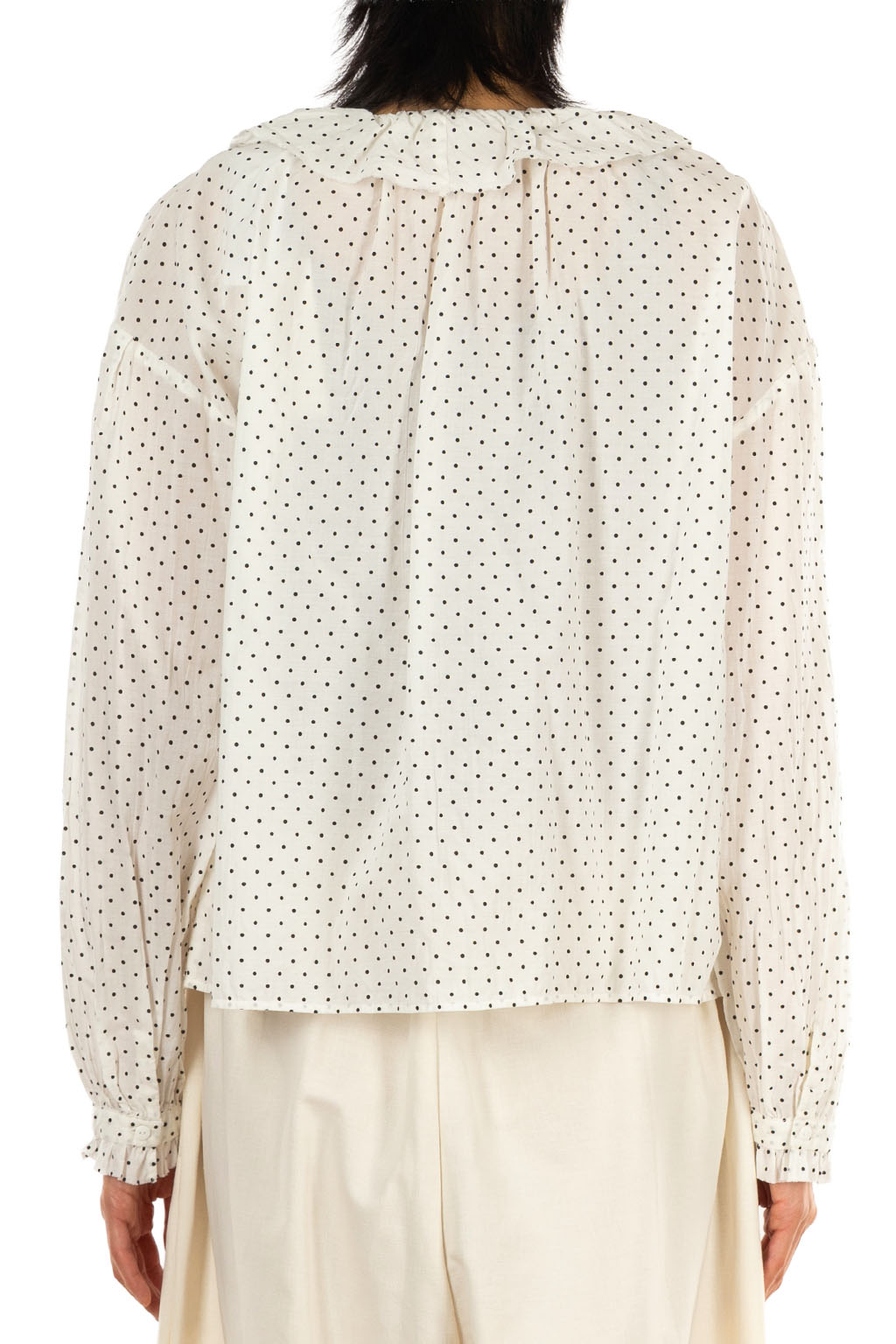 Veritecoeur - Dot Frill Blouse - Whte Dot