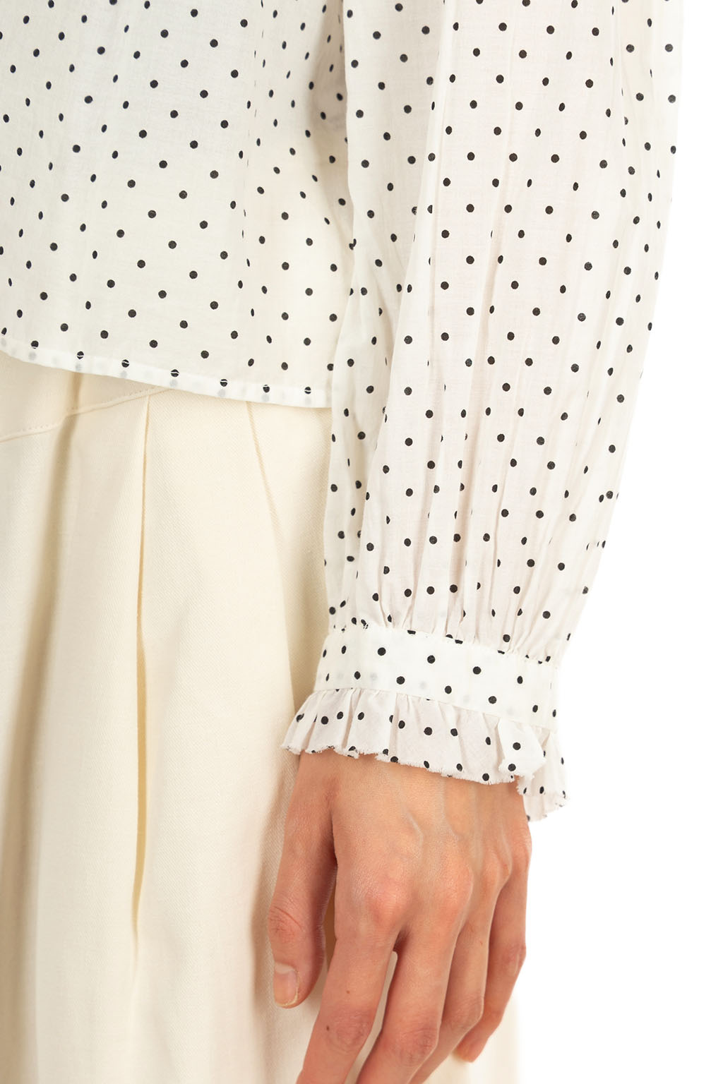 Veritecoeur - Dot Frill Blouse - Whte Dot