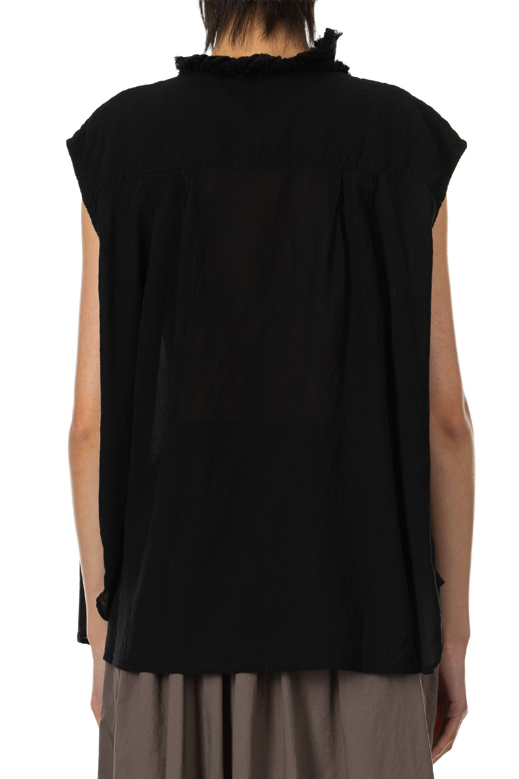 Veritecoeur - Frill Sleeveless Shirt - Antique Black
