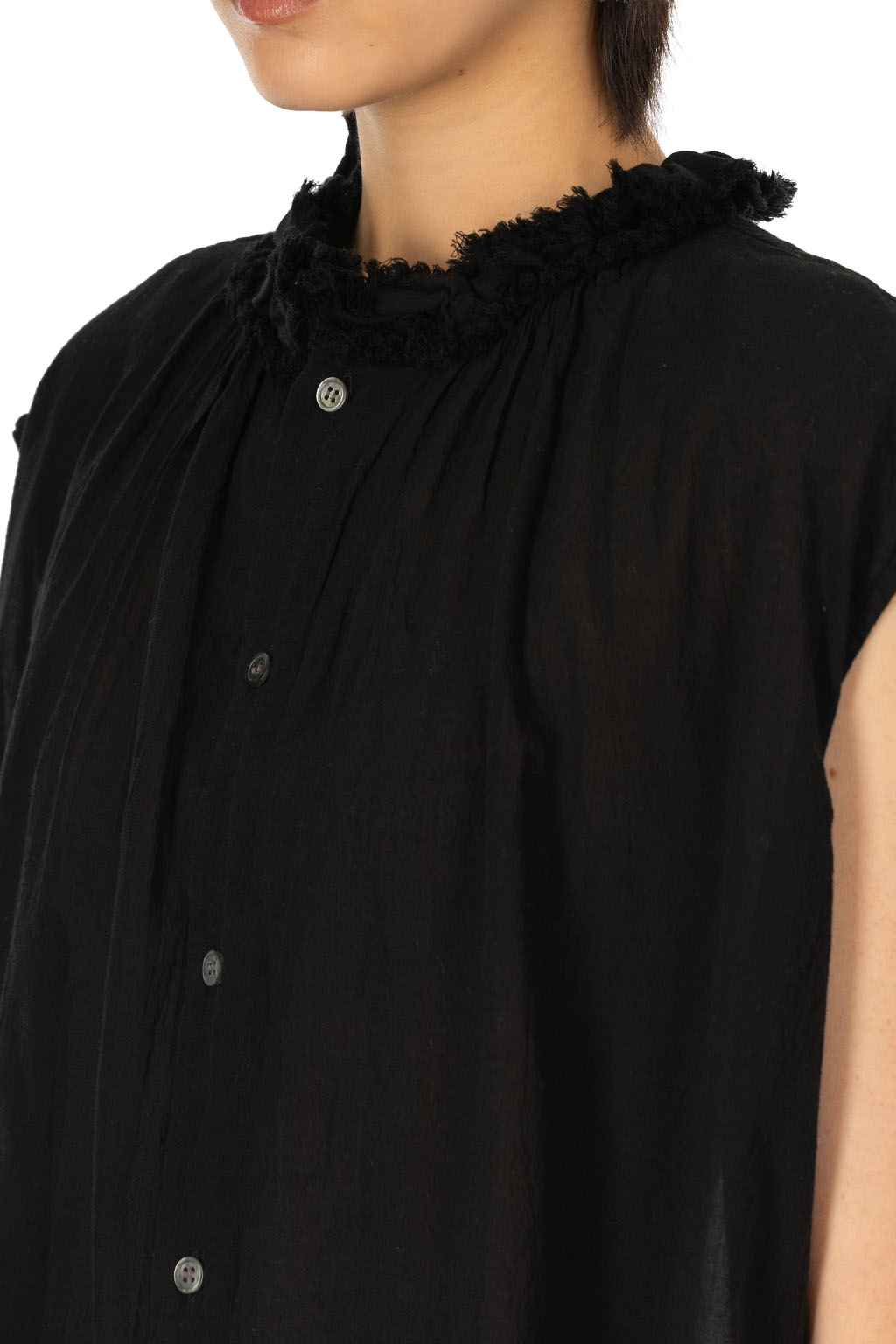 Veritecoeur - Frill Sleeveless Shirt - Antique Black