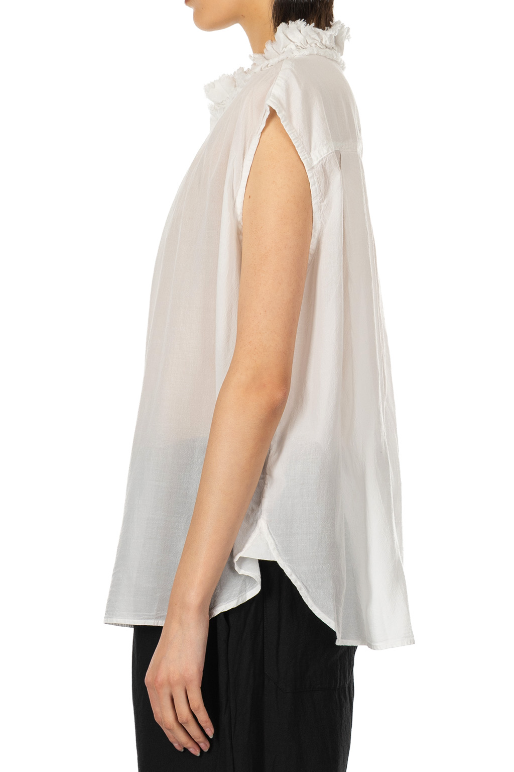 Veritecoeur - Frill Sleeveless Shirt - Antique White