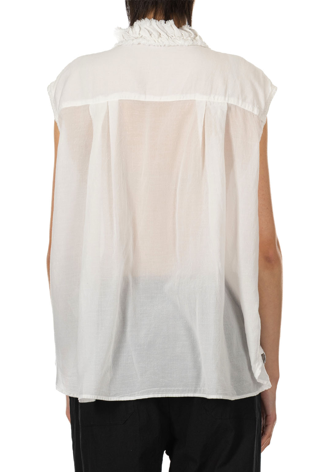 Veritecoeur - Frill Sleeveless Shirt - Antique White