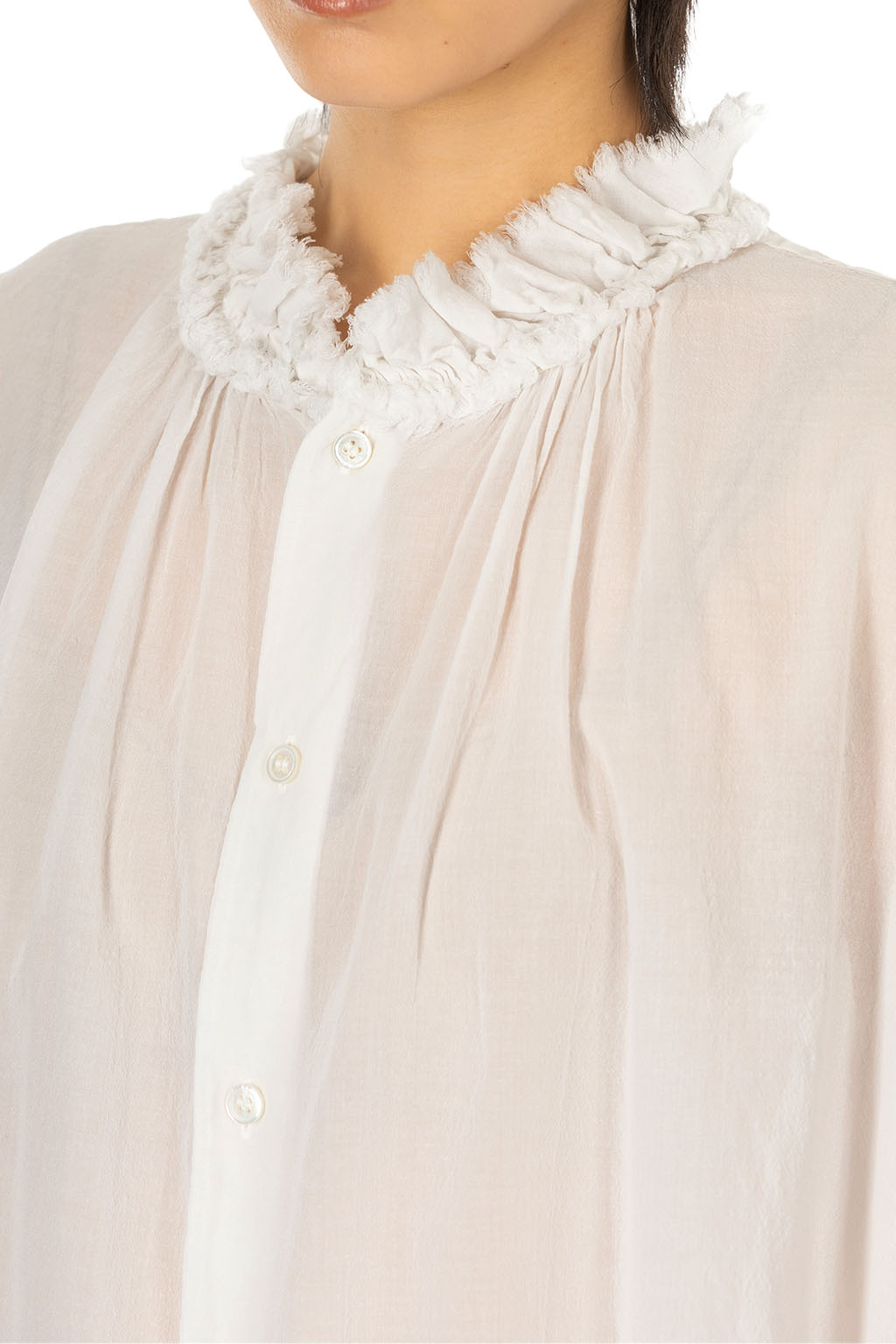 Veritecoeur - Frill Sleeveless Shirt - Antique White