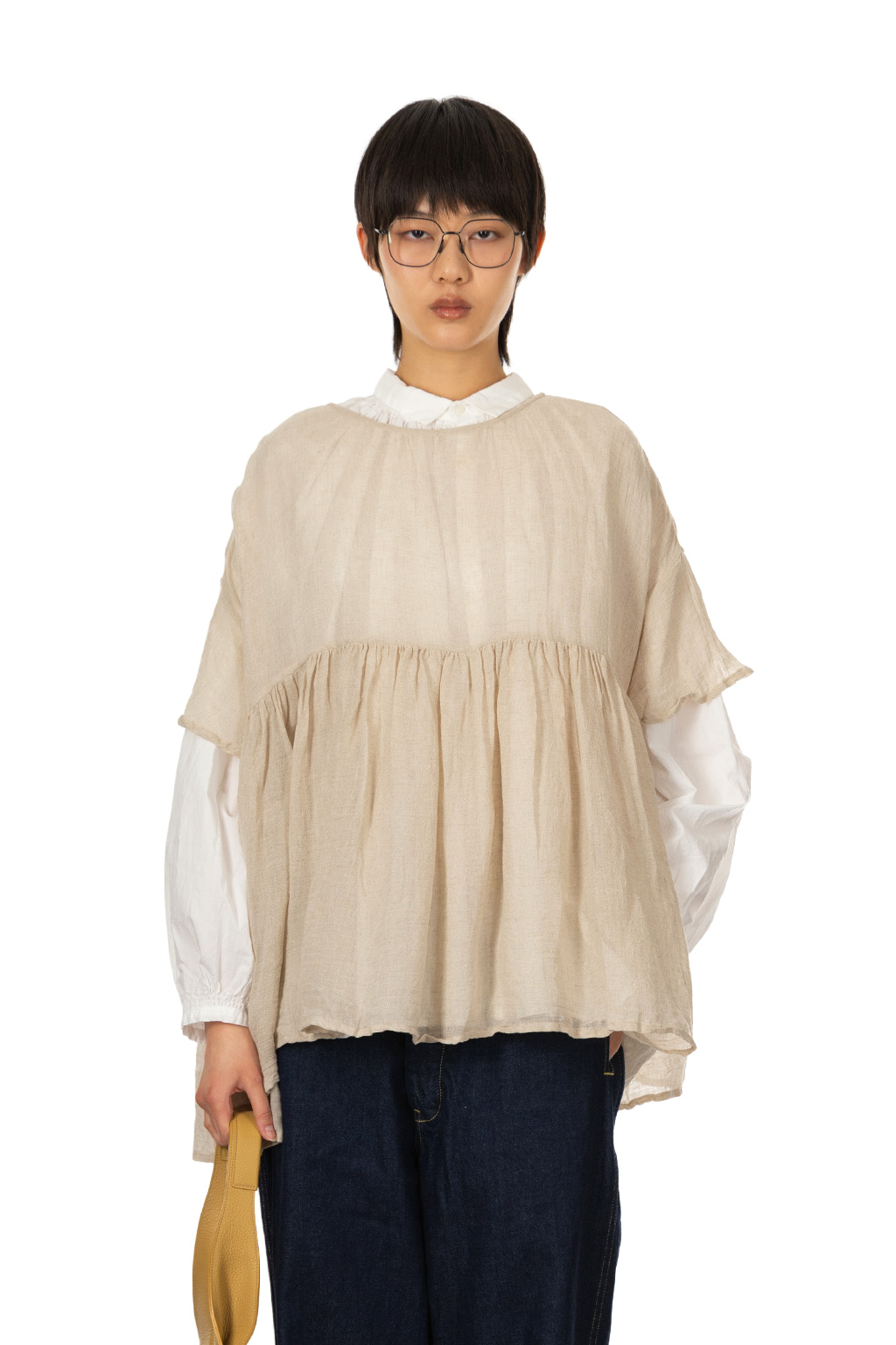 Veritecoeur - Linen Gathered Pullover - Kinari