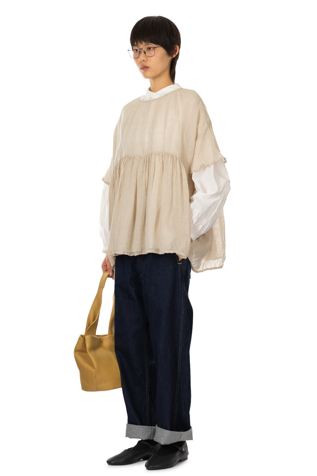 Veritecoeur - Linen Gathered Pullover - Kinari