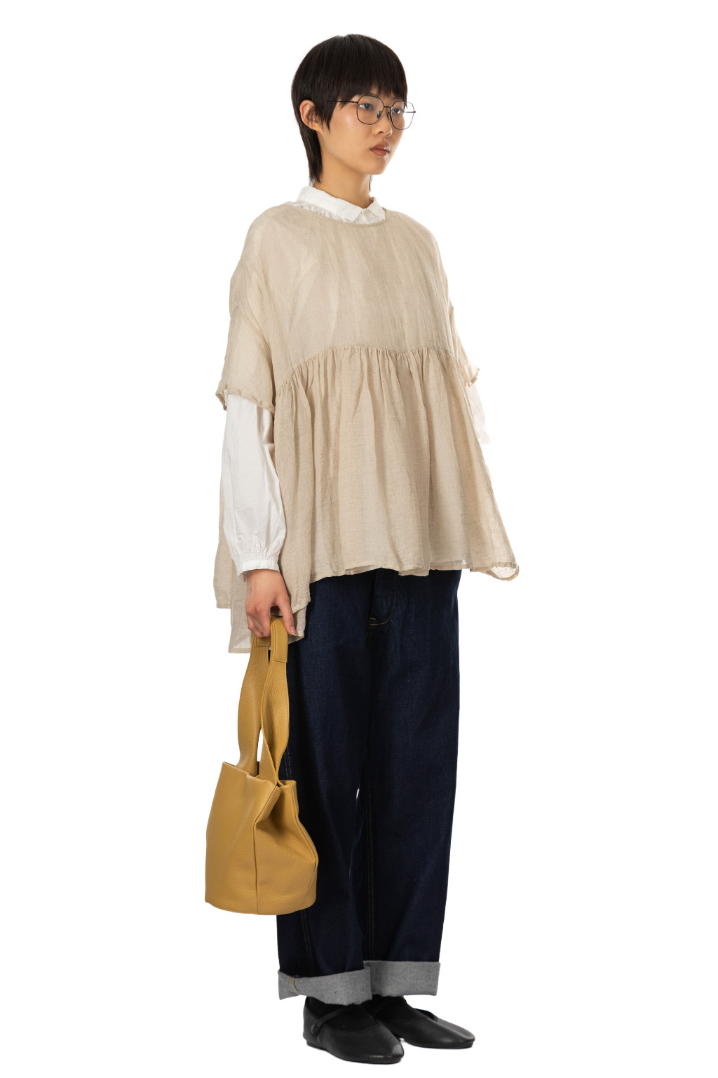 Veritecoeur - Linen Gathered Pullover - Kinari