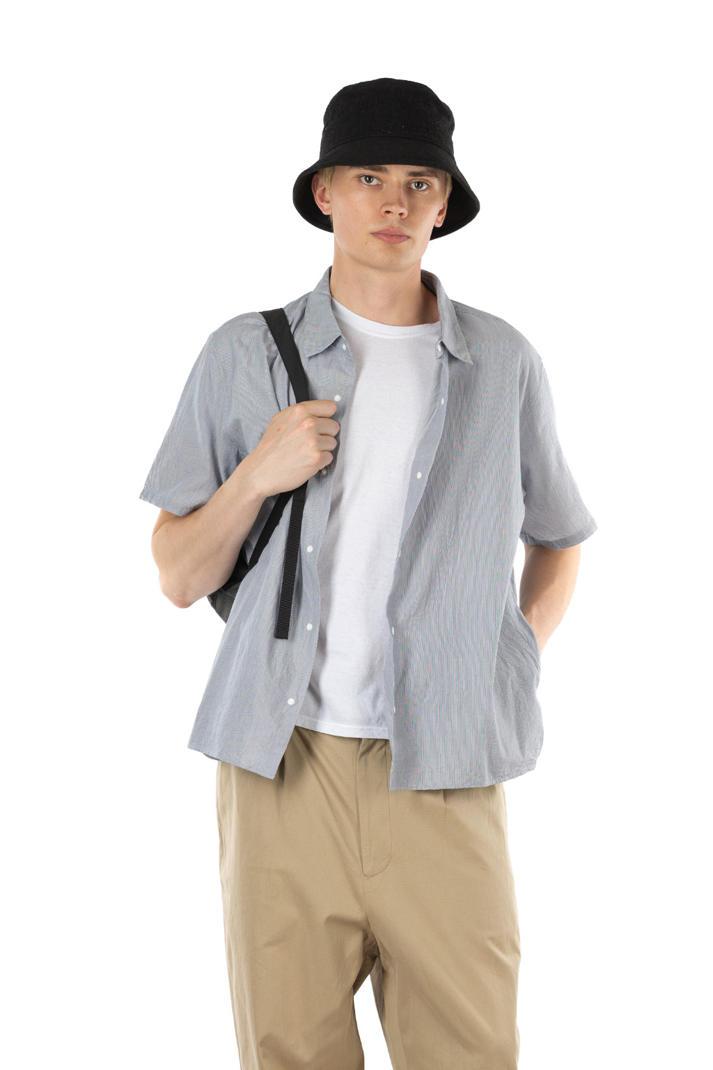 YAECA - Men's Comfort SS Shirt - Relaxed Square - Hairline Stripe