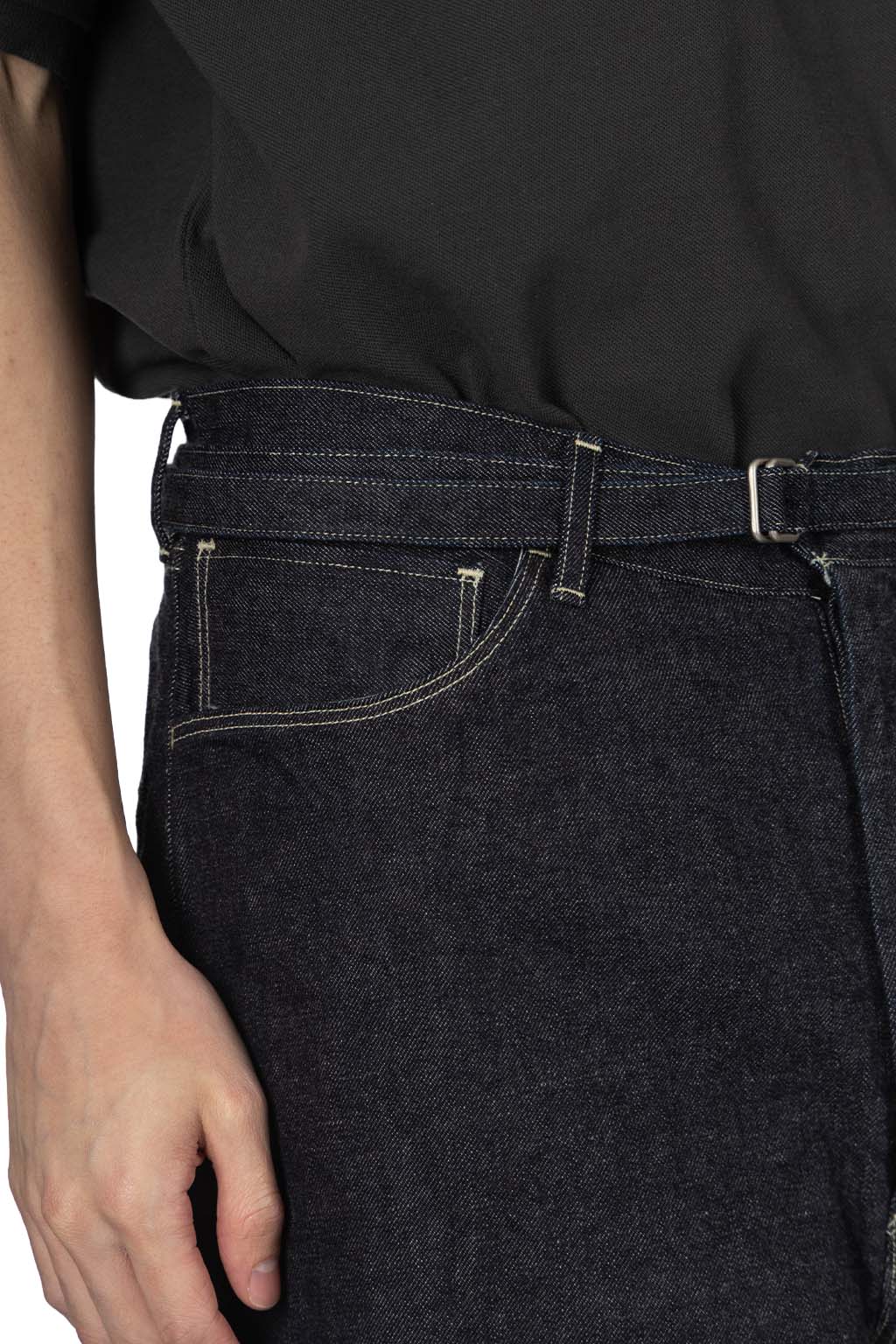 blurhms - 12.9oz Denim Bias Belted Pants - Indigo