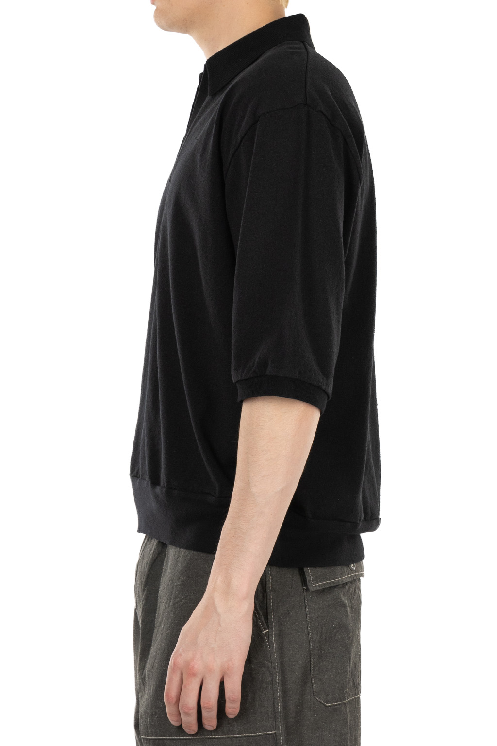 blurhms - Co-Silk Nep Skipper Cropped Sleeve - Black