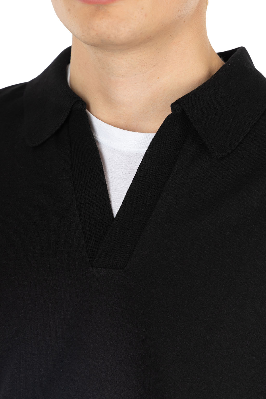 blurhms - Co-Silk Nep Skipper Cropped Sleeve - Black