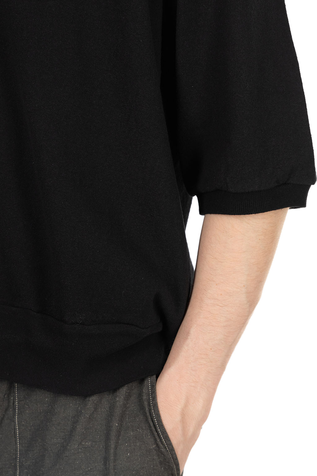 blurhms - Co-Silk Nep Skipper Cropped Sleeve - Black