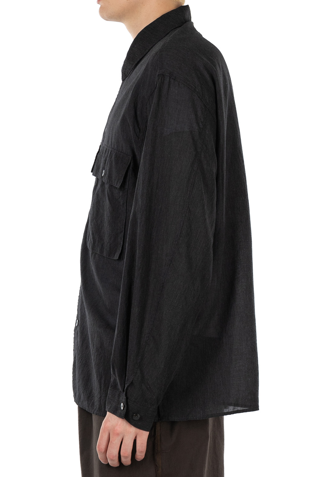 blurhms - Silk-Co Voile Military Shirt - Heather Charcoal