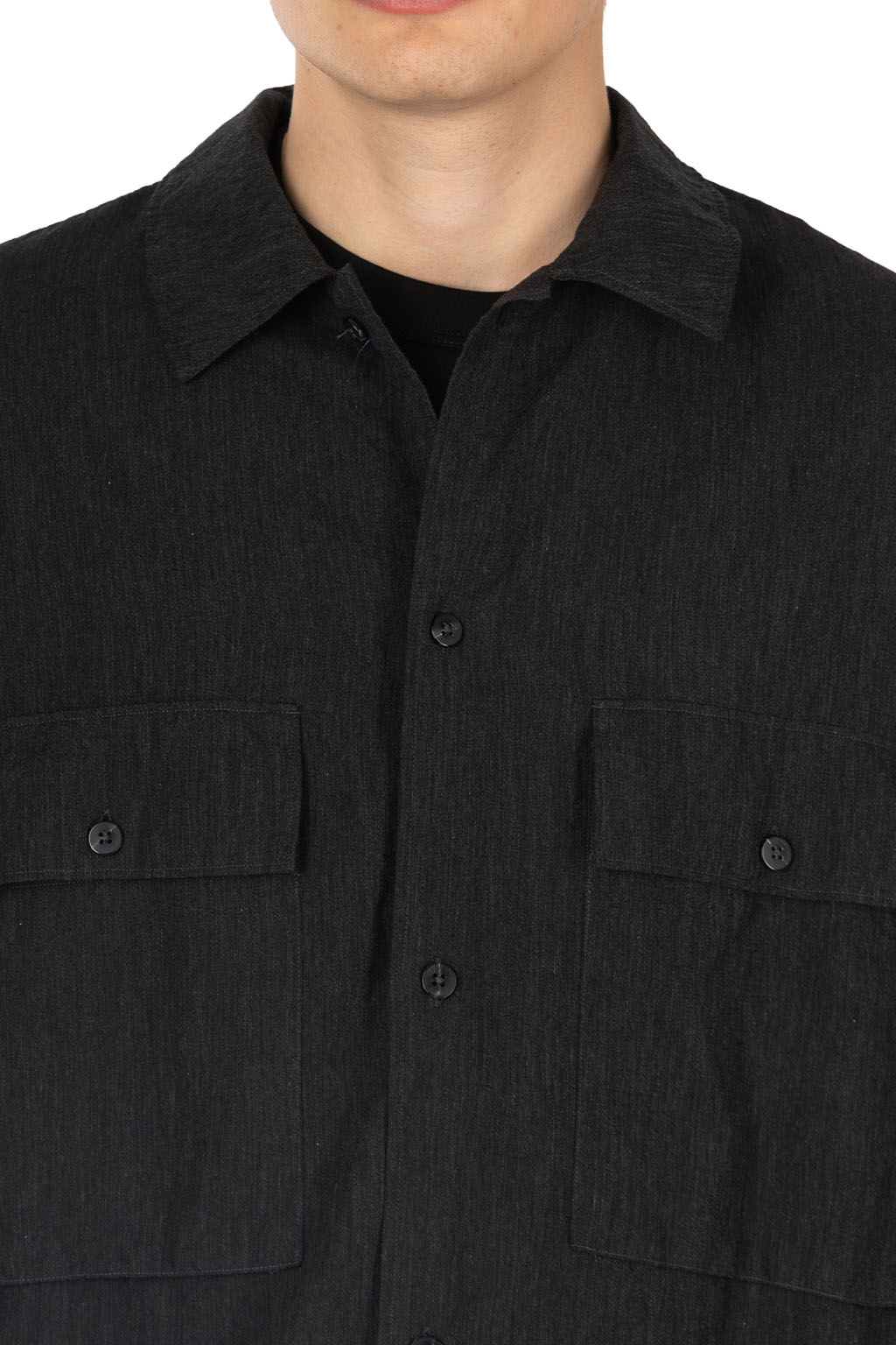 blurhms - Silk-Co Voile Military Shirt - Heather Charcoal