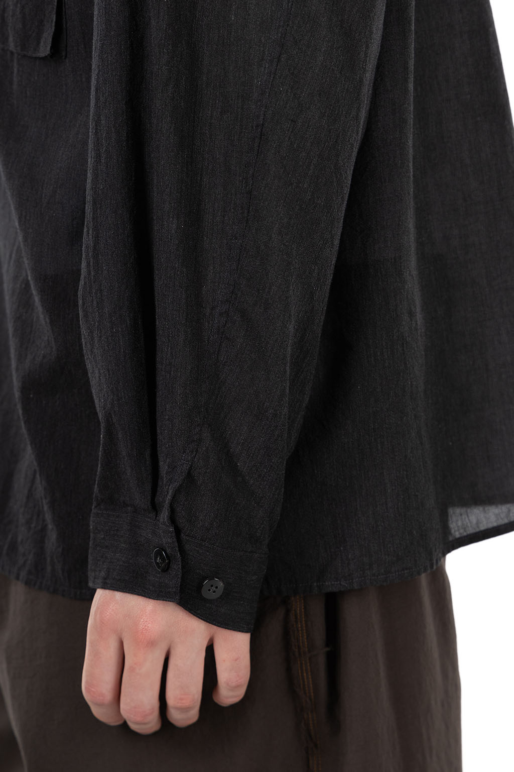blurhms - Silk-Co Voile Military Shirt - Heather Charcoal