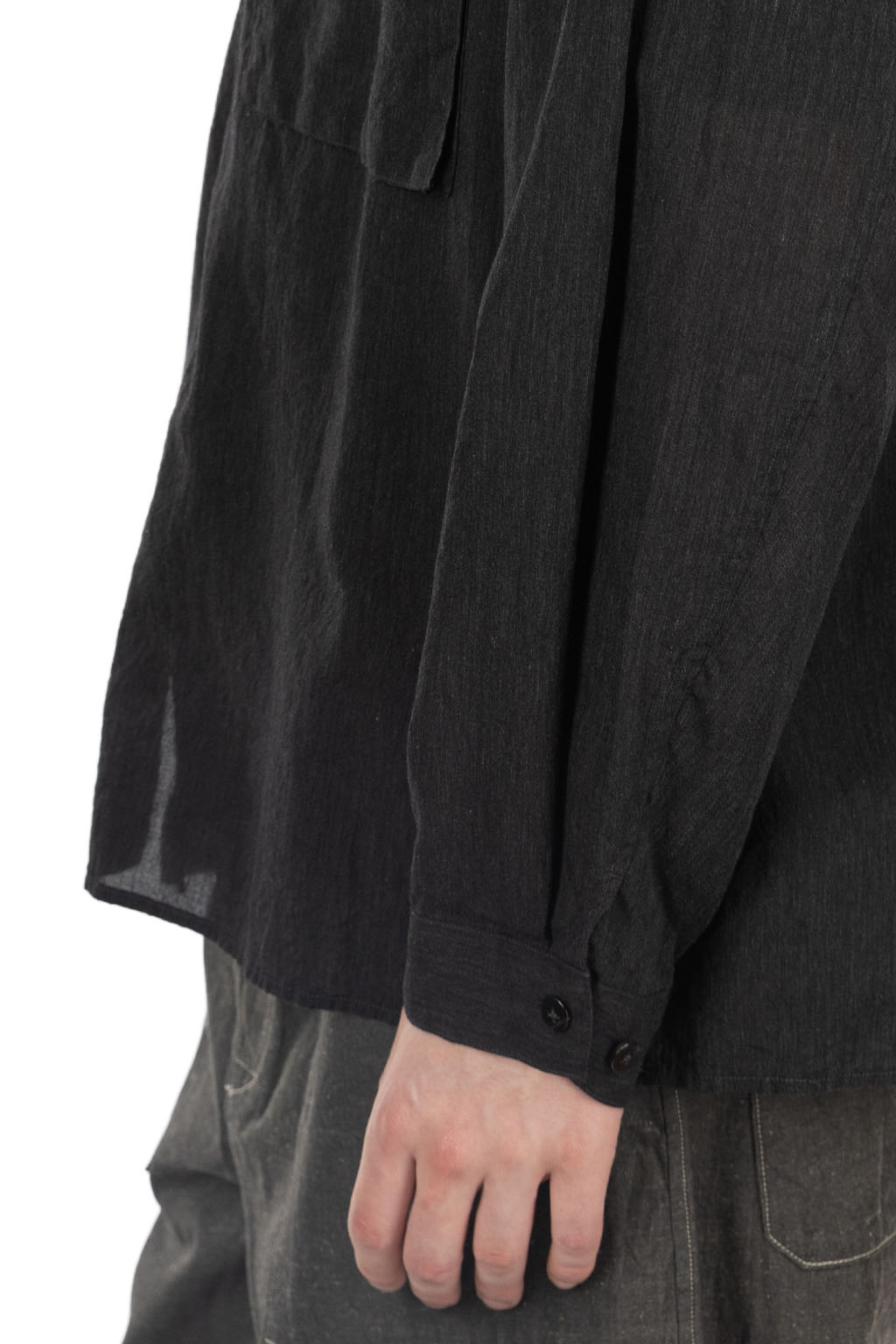 blurhms - Silk-Co Voile Military Shirt - Heather Charcoal