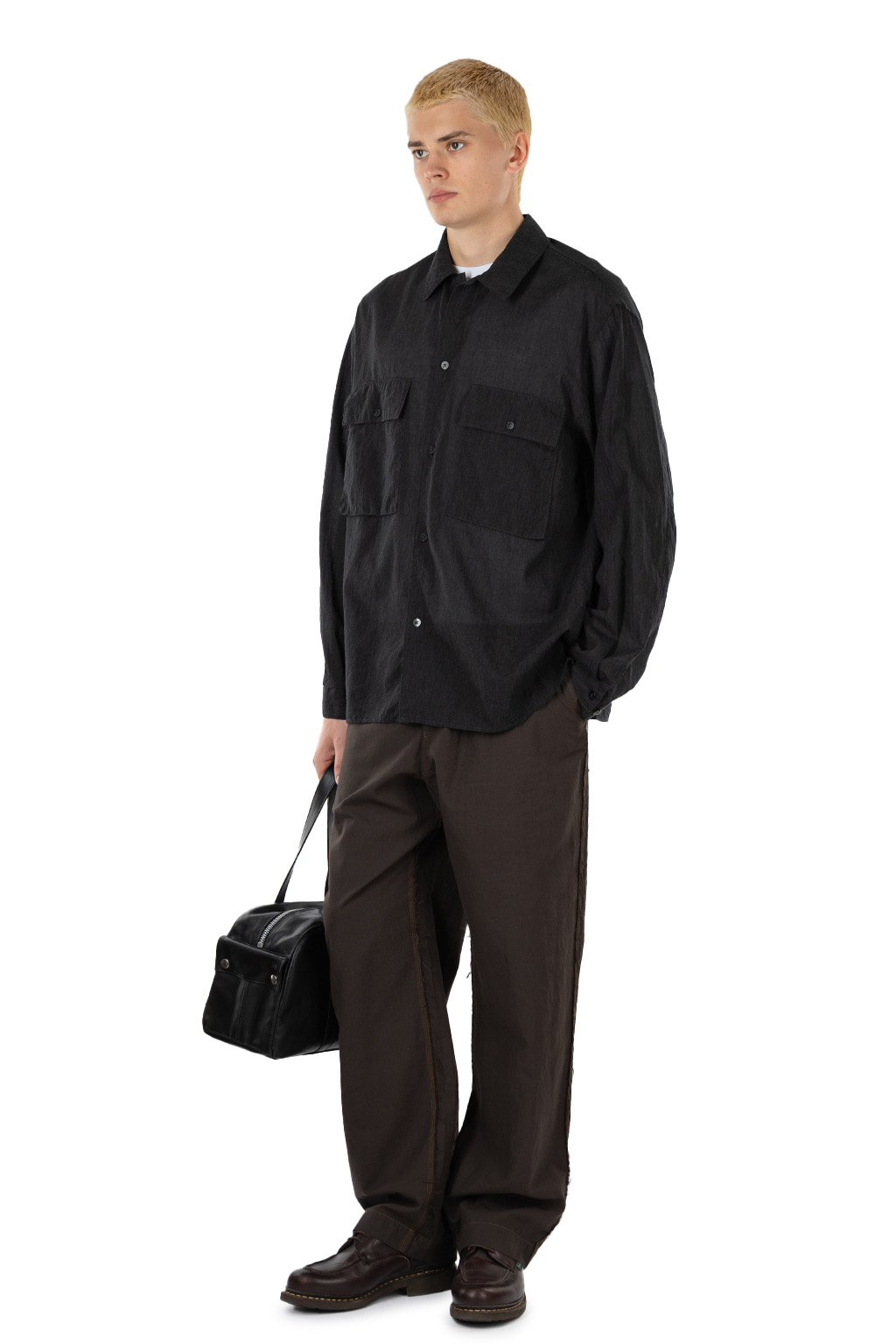 blurhms - Silk-Co Voile Military Shirt - Heather Charcoal