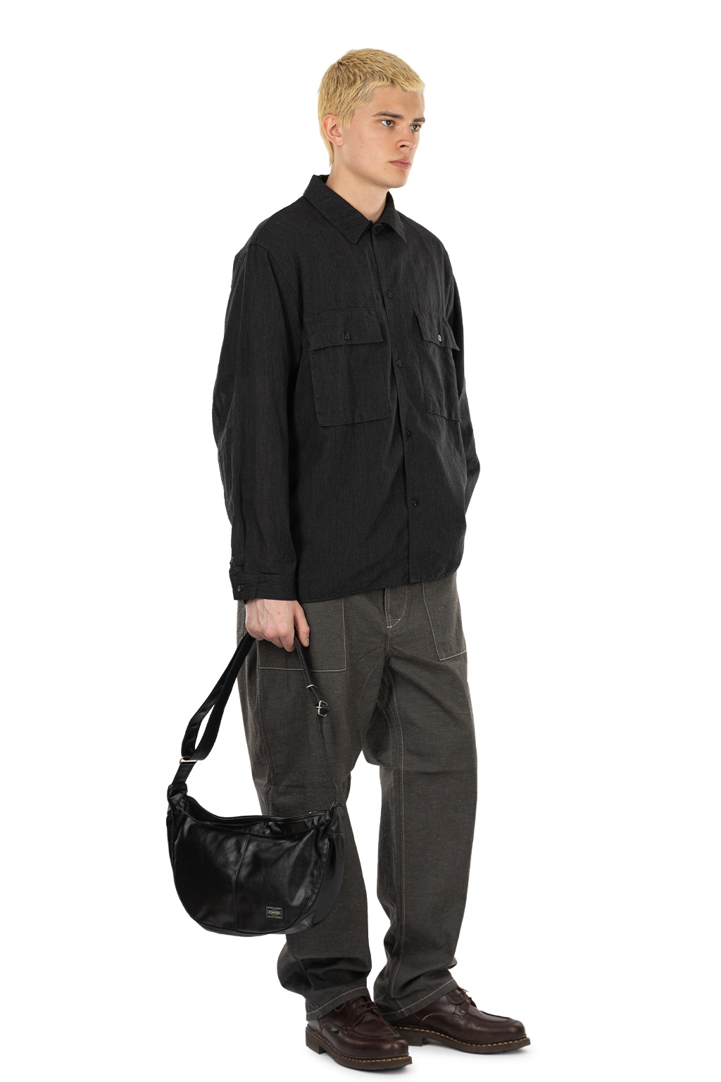 blurhms - Silk-Co Voile Military Shirt - Heather Charcoal
