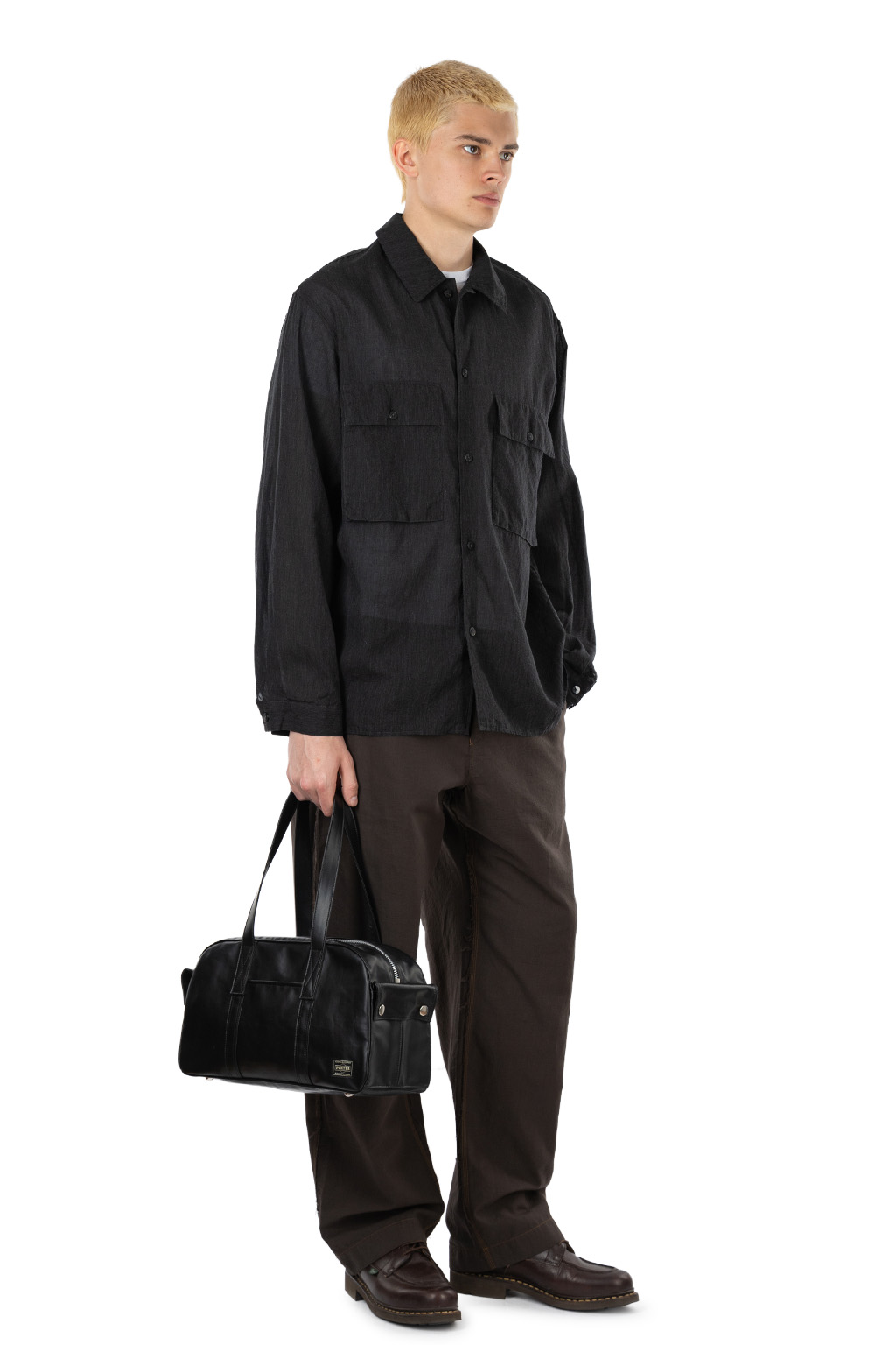blurhms - Silk-Co Voile Military Shirt - Heather Charcoal