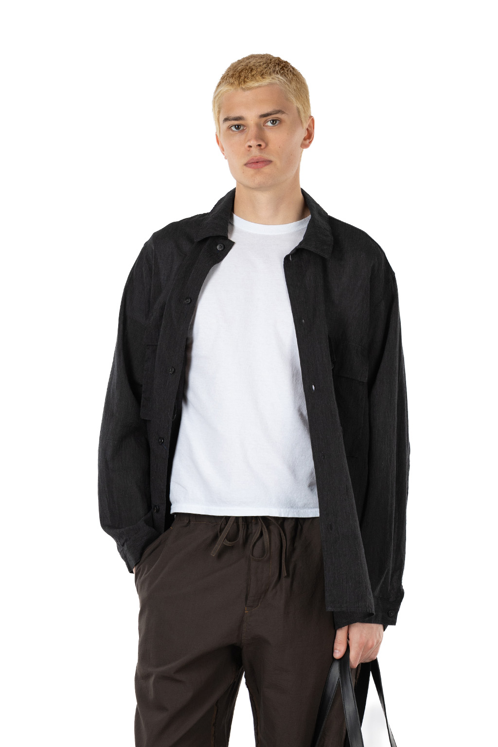 blurhms - Silk-Co Voile Military Shirt - Heather Charcoal