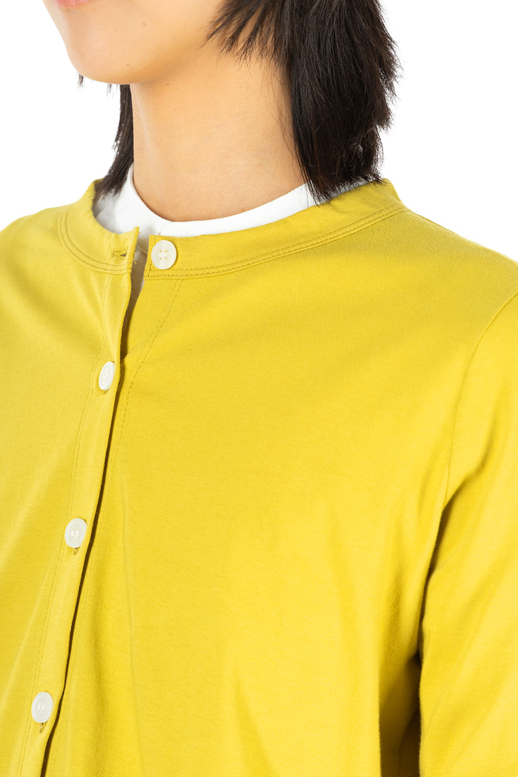 harmonie - Jersey Crew Neck Cardigan - Lime Yellow