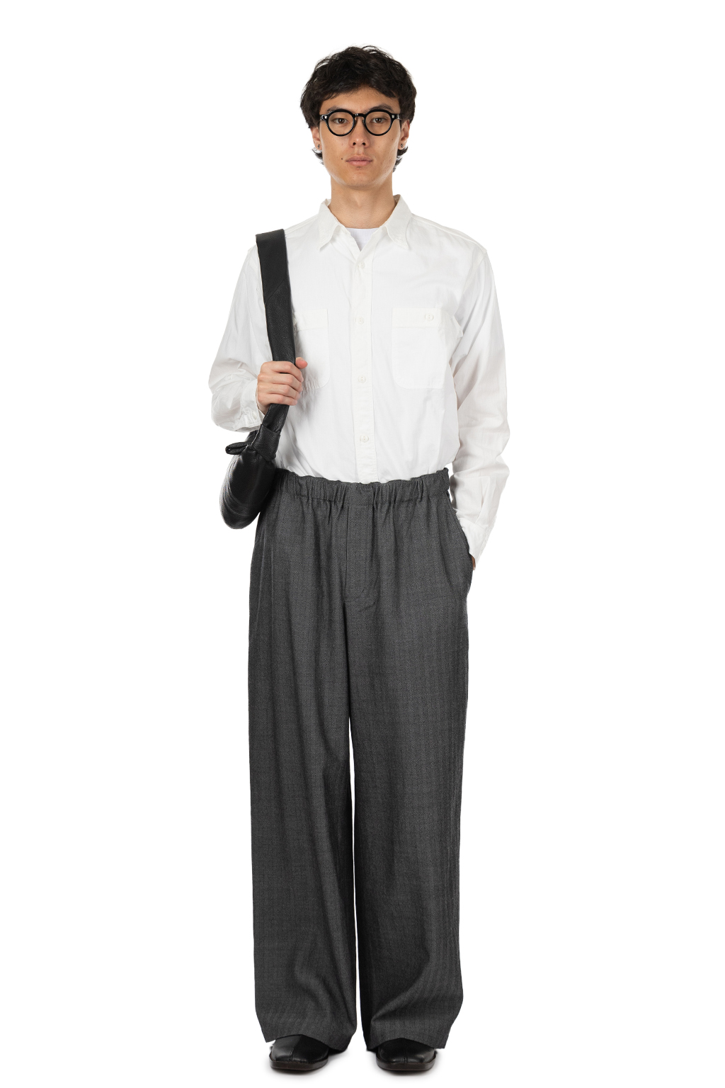 Markaware - Wide Leg Easy Pants - Herringbone