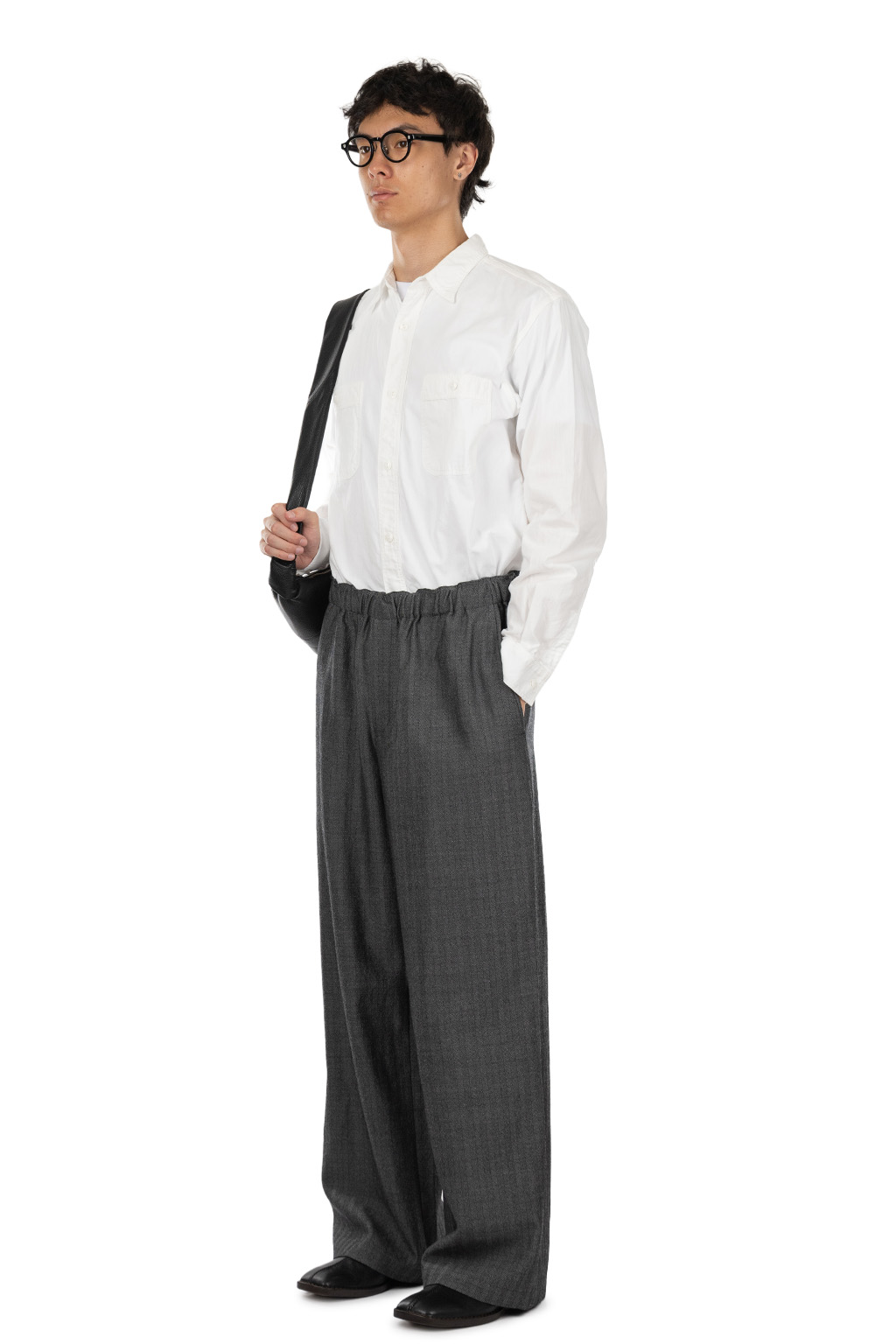 Markaware - Wide Leg Easy Pants - Herringbone