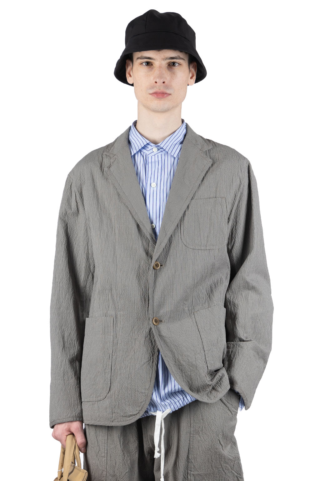 ts(s) Cotton Ramie Silk 2 Button 3 Patch Pocket Piping Jacket