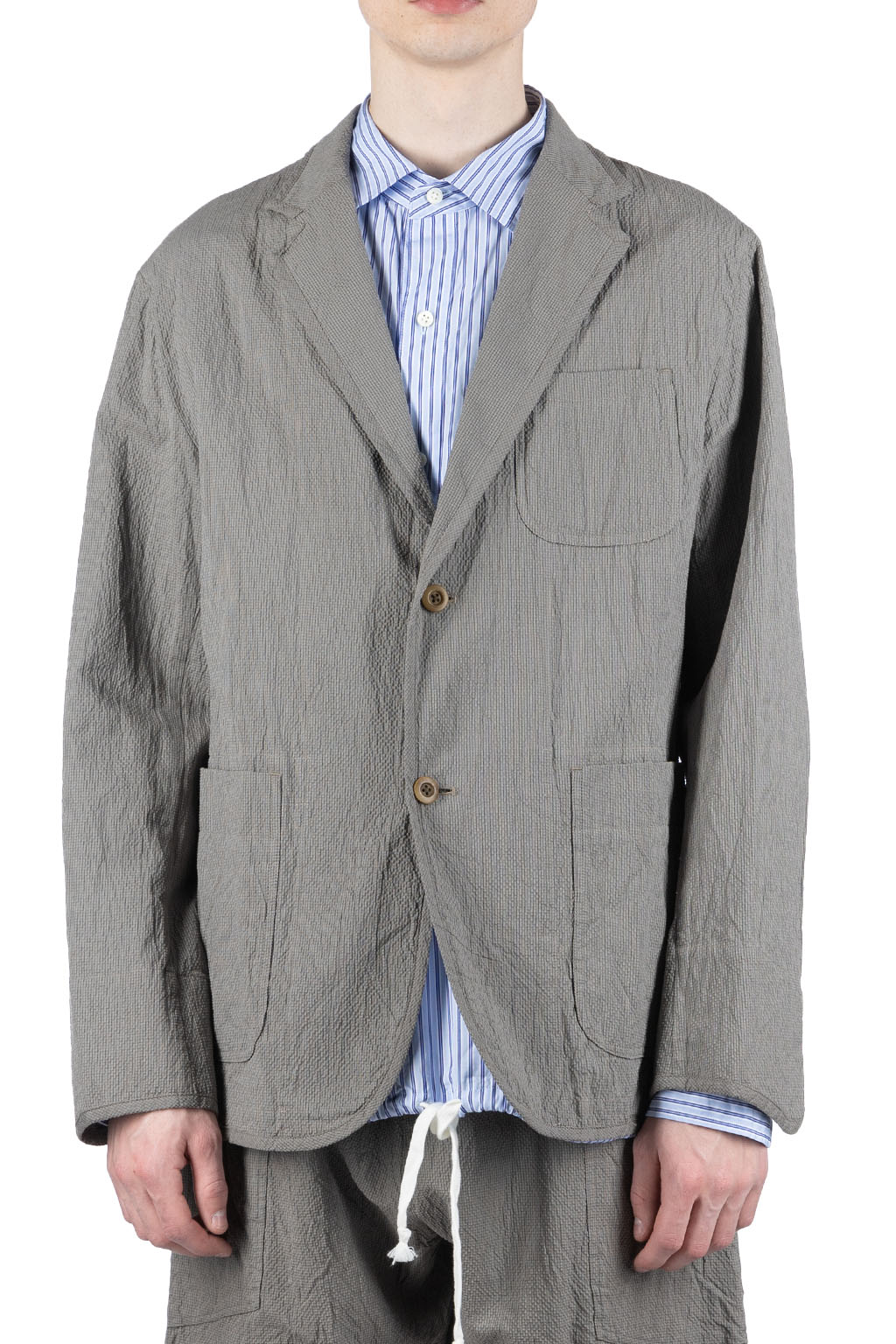 ts(s) Cotton Ramie Silk 2 Button 3 Patch Pocket Piping Jacket
